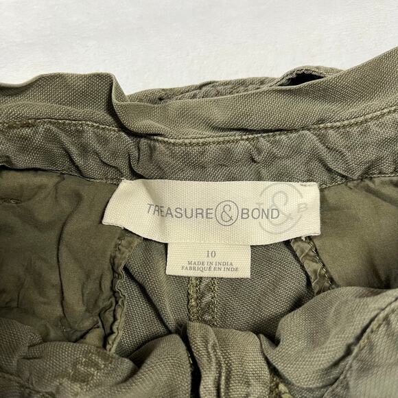 Treasure & Bond High Rise Paper Bag Waist Cropped Pants Size 10 Utility Cuff Hem - Picture 4 of 9